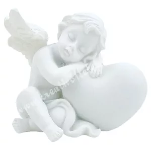 Polyresin angyal szívvel, 5x4,5 cm