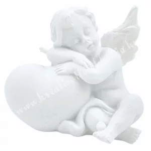 Polyresin angyal szívvel, 5x4,5 cm