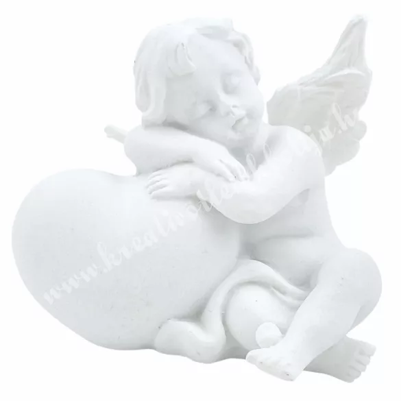 Polyresin angyal szívvel, 5x4,5 cm