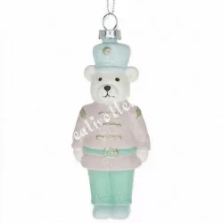 Akasztós műanyag maci, rózsaszín, 5x12 cm