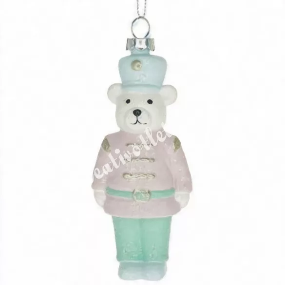 Akasztós műanyag maci, rózsaszín, 5x12 cm