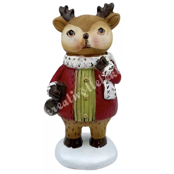Polyresin szarvas, zsákkal, 4,5x9 cm