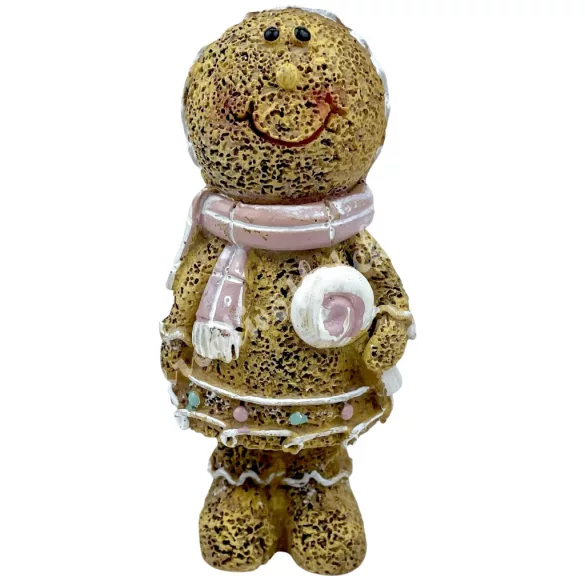 Polyresin mézeskalács figura, nyalókával, 4,5x10 cm