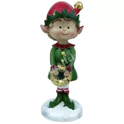 Polyresin elf koszorúval, 4x10 cm