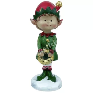 Polyresin elf koszorúval, 4x10 cm