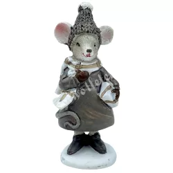 Polyresin egér ajándékkal, 3,3x8,5 cm