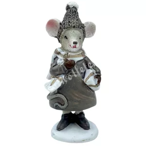 Polyresin egér ajándékkal, 3,3x8,5 cm