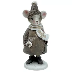 Polyresin egér cukorpálcával, 3,3x8,5 cm