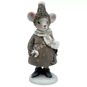 Polyresin egér cukorpálcával, 3,3x8,5 cm