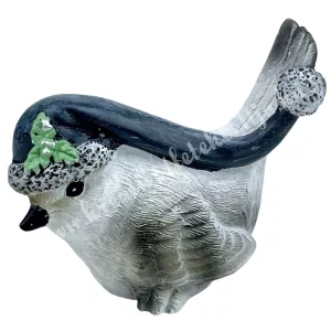 Polyresin madár sapkában, 6x5,5 cm