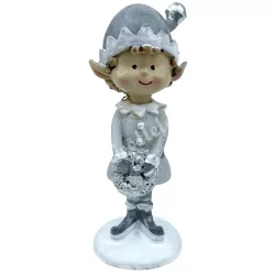 Polyresin manó koszorúval, szürke, 4x10,5 cm
