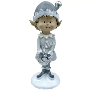 Polyresin manó koszorúval, szürke, 4x10,5 cm