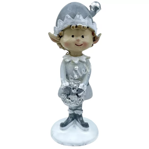 Polyresin manó koszorúval, szürke, 4x10,5 cm