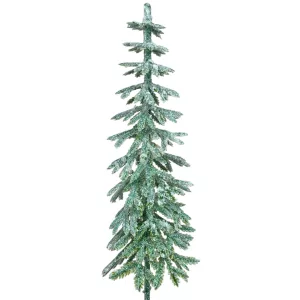 Beszúrós fenyőfa, zöld, csillámos, 13 cm