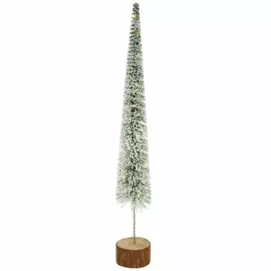 LED-es műanyag fenyő talppal, zöld, 6x42,5 cm