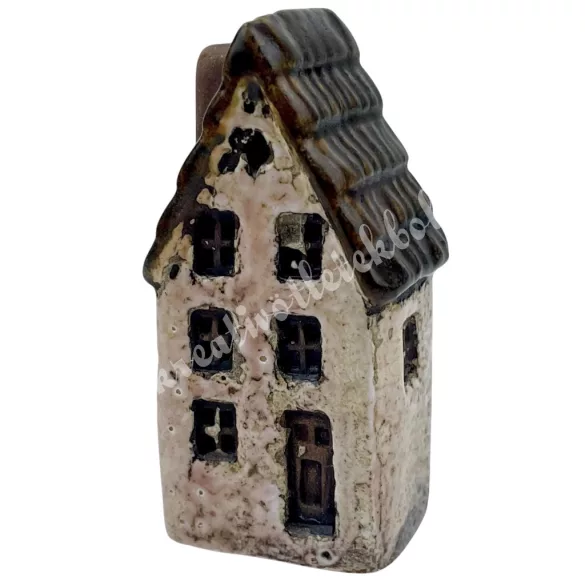 Kerámia házikó, bézs, 3x6 cm