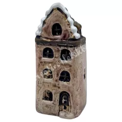 Kerámia házikó, bézs, 3,2x7 cm