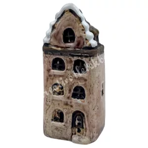 Kerámia házikó, bézs, 3,2x7 cm