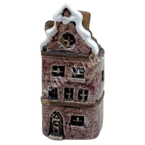 Kerámia házikó, lila, 3,2x7 cm