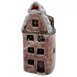 Kerámia házikó, mályva, 3,2x7,2 cm