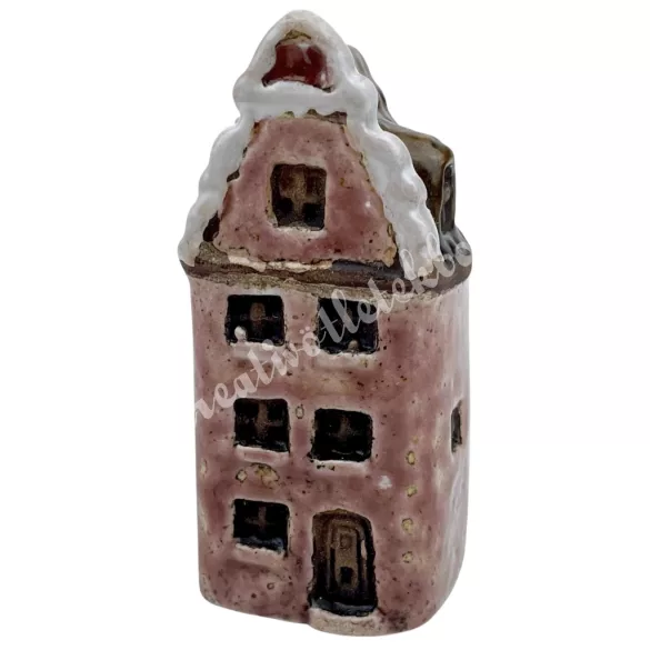 Kerámia házikó, mályva, 3,2x7,2 cm