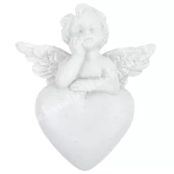 Polyresin mágneses angyal, szívvel, 4,5x5,5 cm