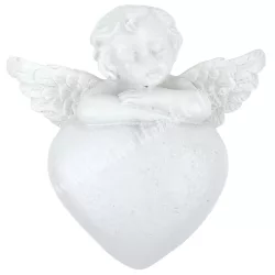 Polyresin mágneses angyal, szívvel, 4,5x5 cm