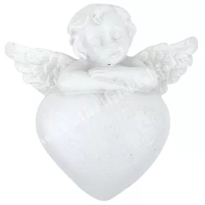 Polyresin mágneses angyal, szívvel, 4,5x5 cm