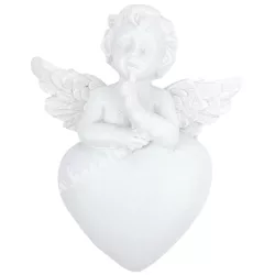 Polyresin mágneses angyal, szívvel, 4,5x5,5 cm