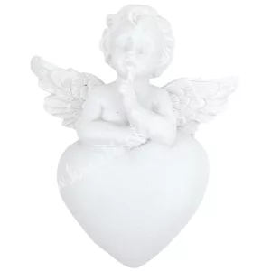 Polyresin mágneses angyal, szívvel, 4,5x5,5 cm