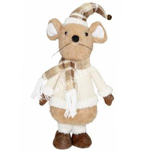 Textil egérfiú, barna-bézs, 20x53 cm