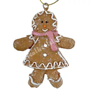 Akasztós polyresin mézeskalács figura, 5,5x7 cm