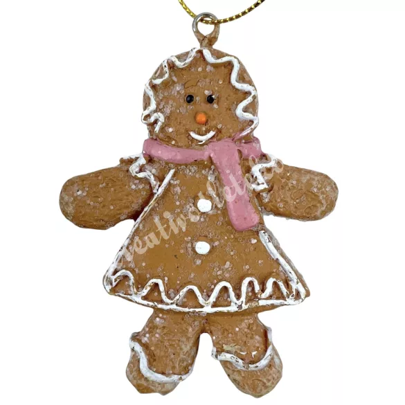 Akasztós polyresin mézeskalács figura, 5,5x7 cm