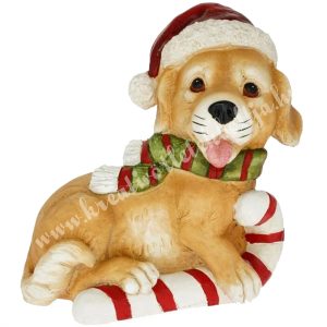 Magnézia kutya cukorpálcával, fekvő, 32x35 cm