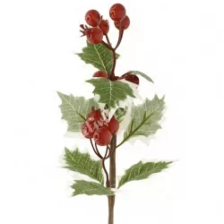 Magyal ág bogyóval, piros, 38 cm