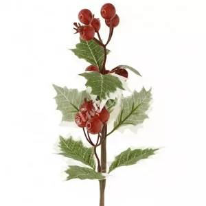 Magyal ág bogyóval, piros, 38 cm
