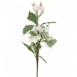 Magyal ág bogyóval, fehér, 38 cm