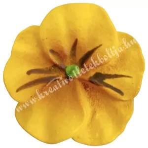 Ragasztható polyresin árvácska, sárga, 2x2 cm