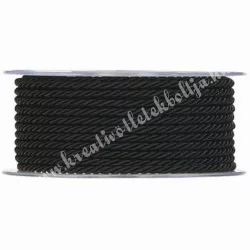 Sodrott zsinór, fekete, 2,5 mm