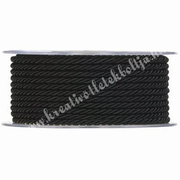 Sodrott zsinór, fekete, 2,5 mm