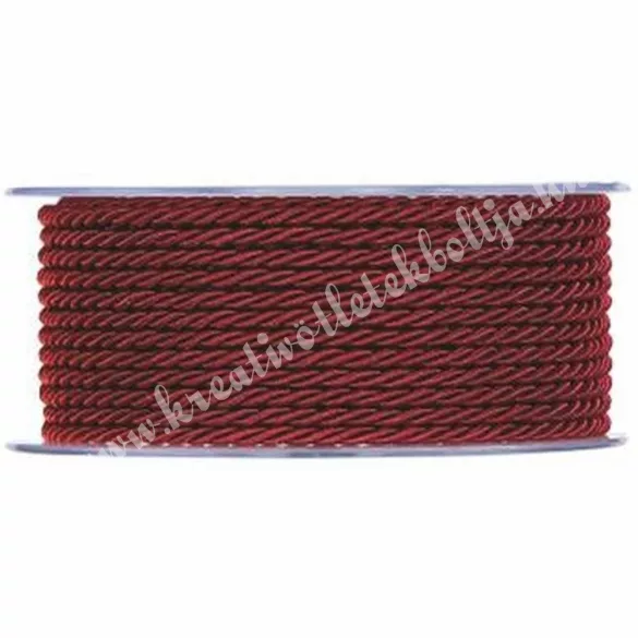 Sodrott zsinór, bordó, 2,5 mm
