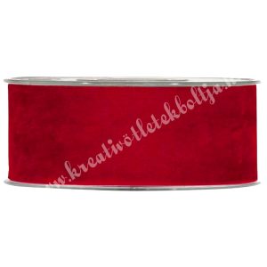 Karácsonyi szalag, bársony, piros, 4 cm (92)