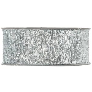 Karácsonyi szalag, ezüst, csillámos, 4 cm (99)