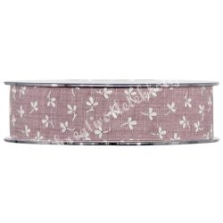 Szalag virággal, halványlila, 25 mm