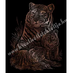   Karckép gravírozó készlet karctűvel, tigris, réz, 20x25 cm