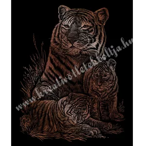 Karckép gravírozó készlet karctűvel, tigris, réz, 20x25 cm