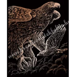   Karckép gravírozó készlet karctűvel, Sasok, réz, 20x25 cm