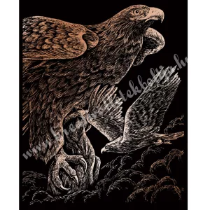 Karckép gravírozó készlet karctűvel, Sasok, réz, 20x25 cm