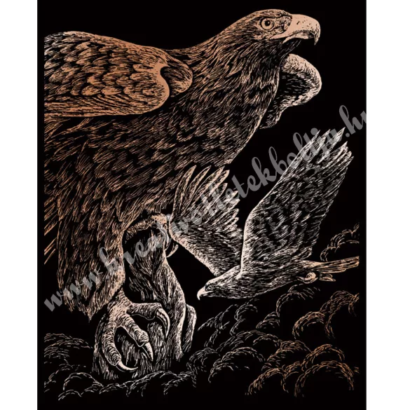 Karckép gravírozó készlet karctűvel, Sasok, réz, 20x25 cm
