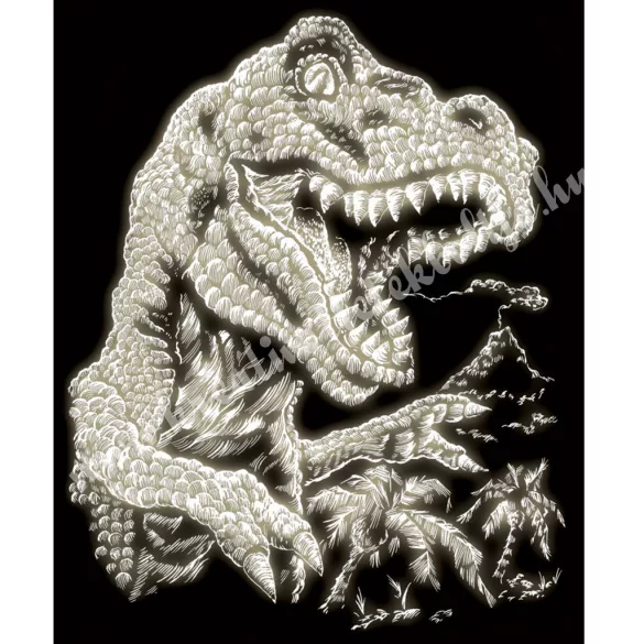 Karckép gravírozó készlet karctűvel, dinoszaurusz, sötétben világító, 20x25 cm